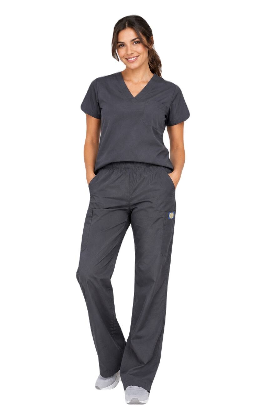 WonderWink Women’s Charcoal Gray Cargo Scrub Pants XL  Tall 1230T Elastic Waist